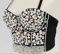 Embellished Sweetheart Bustier Top with Floral Appliqués and Pearl Draping