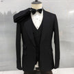 Business Men’s Three-Piece Suit Set with Notched Lapels and Textured Fabric