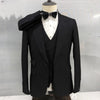 Business Men’s Three-Piece Suit Set with Notched Lapels and Textured Fabric