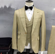 Business Men’s Three-Piece Suit Set with Notched Lapels and Textured Fabric