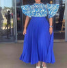 Elegant High Neck Blouse with Voluminous Sleeves & Full-Length Pleated Skirt Set