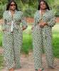Geometric Patterned Button-Up Shirt & Trousers Set