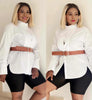 Long-Sleeve Button-Up Shirt with Prominent Collar and Cuffs, Structured Front Tailoring