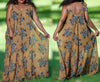 Sleeveless Maxi Dress with Large Floral Print and Scoop Neck Back Gather Detail