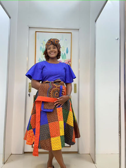 African Patchwork Dress Unique Sleeve Ethnic Chic Style