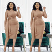 Slim Fit Midi Dress  Waist Tie Pleat