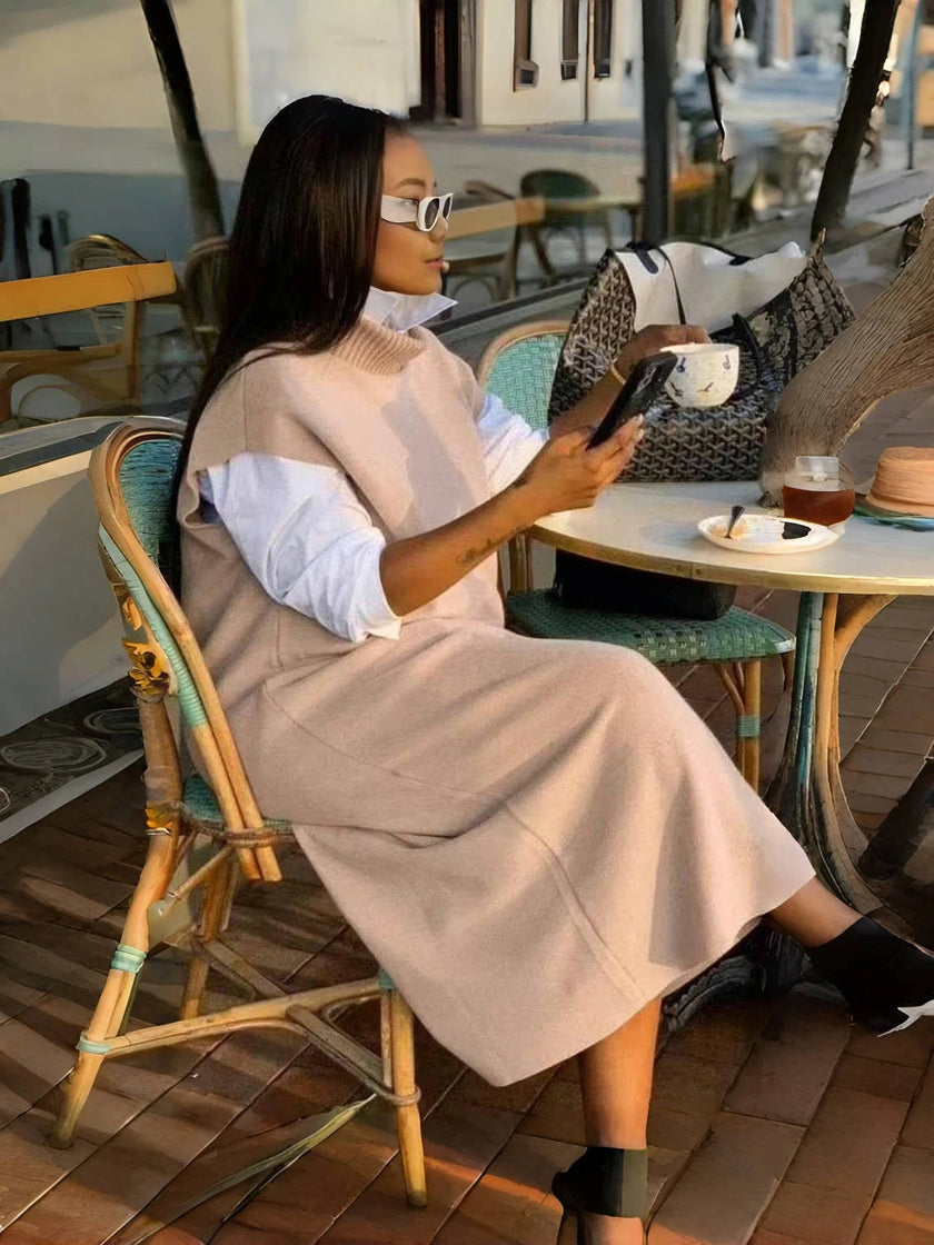 Layered Knit Dress – Sleeveless Loose Fit