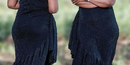 Glitter asym midi dress, sleeveless, dark navy with side slit