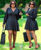 V-Neck Long Sleeve Flared Skater Dress