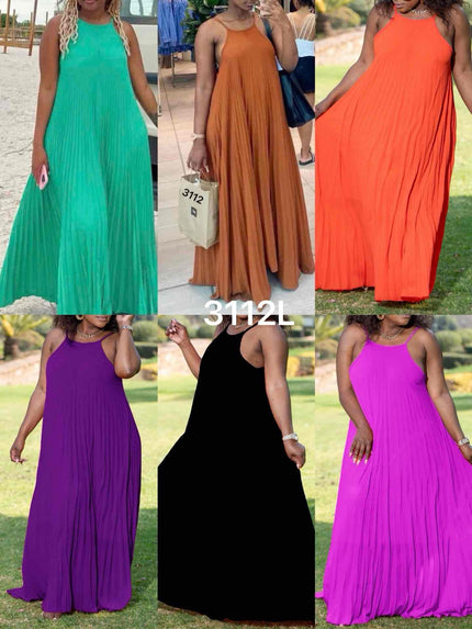 Teal pleated spaghetti-strap maxi dress with scoop neckline, draped fit