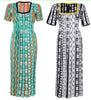 Women's Knitted Maxi Dress with Geometric Patterns and Unique Neckline Design