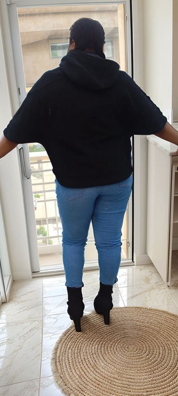 Hooded Short Coat with Button Accents and Fashionable Loose Fit