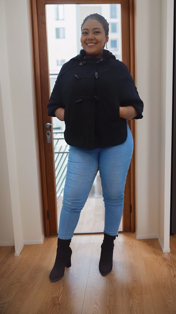 Hooded Short Coat with Button Accents and Fashionable Loose Fit