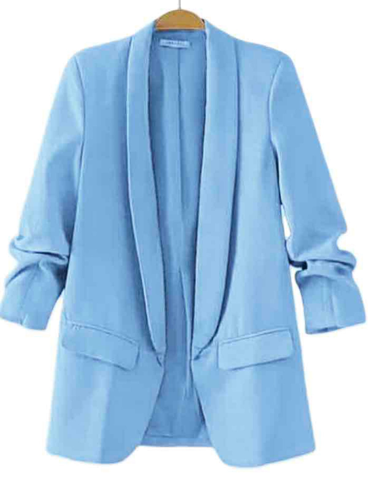 Single-Breasted Notched Lapel Blazer with Patch Pockets and Rolled-Up Sleeves