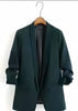 Single-Breasted Notched Lapel Blazer with Patch Pockets and Rolled-Up Sleeves