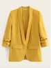 Single-Breasted Notched Lapel Blazer with Patch Pockets and Rolled-Up Sleeves