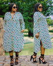 Relaxed Fit Knee-Length Shirt Dress with Geometric Print