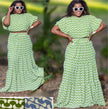 Green geometric crop top and maxi skirt twin set with short cap sleeves and tiered skirt