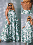 Botanical Pattern Sleeveless Flowy Dress