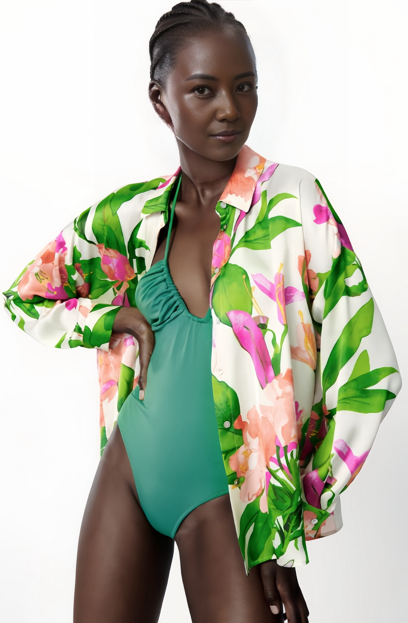 Long Sleeve Botanical Print Shirt