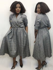 Mid-length Three-quarter sleeves Cinched waist Button-up front  coat dress