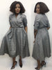 Mid-length Three-quarter sleeves Cinched waist Button-up front  coat dress