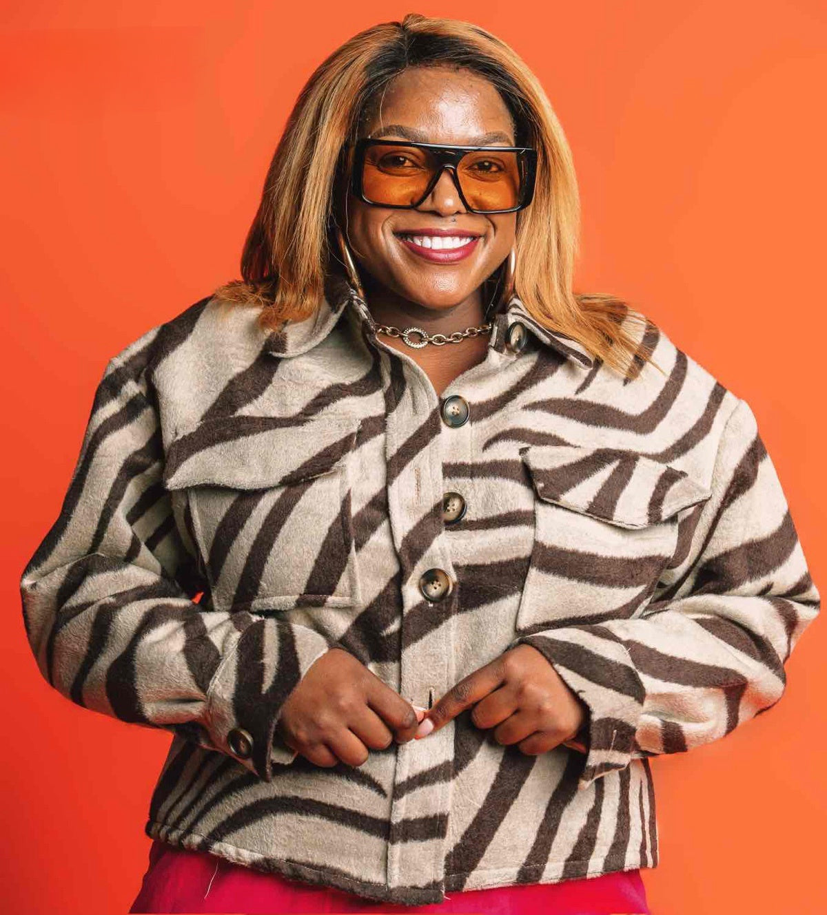 Double-Breasted Patterned Jacket Collared Chic Outfit