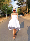 Sleeveless Horizontal Stripe Hem Fit-and-Flare Dress