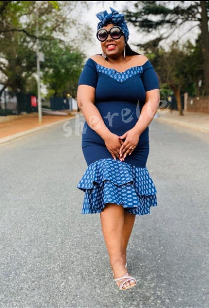 Dress Traditional Layered Ruffle Circular Motif Chic