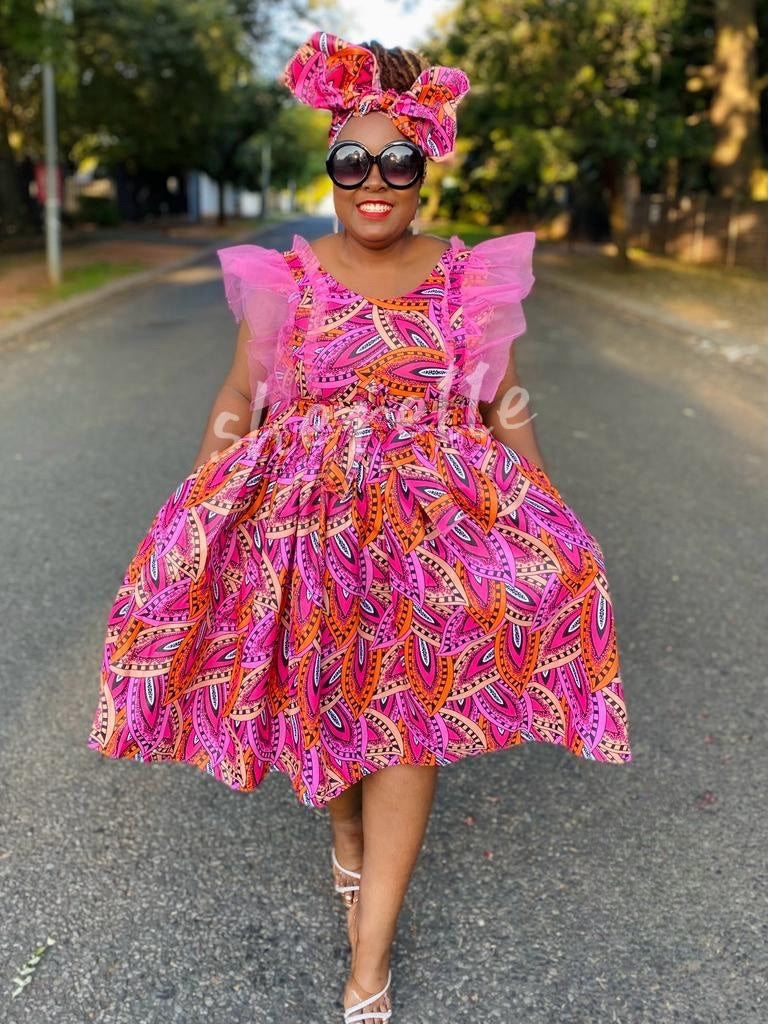 Traditional Dress with Ruffled Sleeves