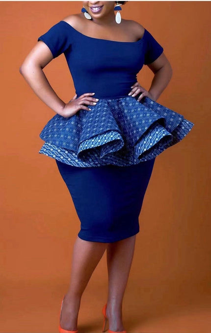 Modern Cut Dress with Ethnic Pattern Detail