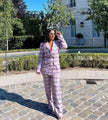 Plaid twin set suit: double-breasted blazer and matching trousers