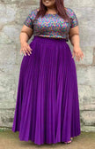 Sequin top and pleated maxi skirt twin set with purple pleated skirt and short sleeves