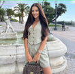 Waistcoat and shorts set in pale sage green, sleeveless button-front vest and shorts