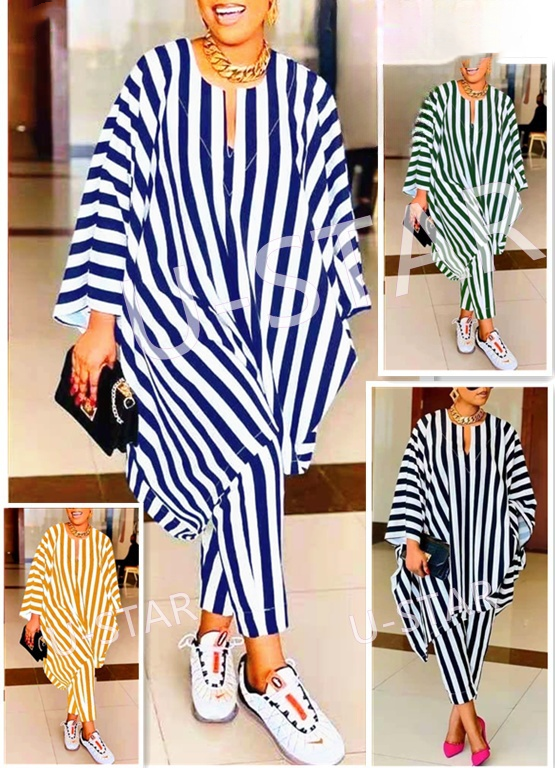 Striped Loose Pullover Top and Leggings Set