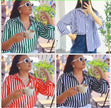 Striped Button-Up Shirt with Classic Turn-Down Collar