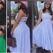 White pleated maxi dress with cut-out back and spaghetti straps