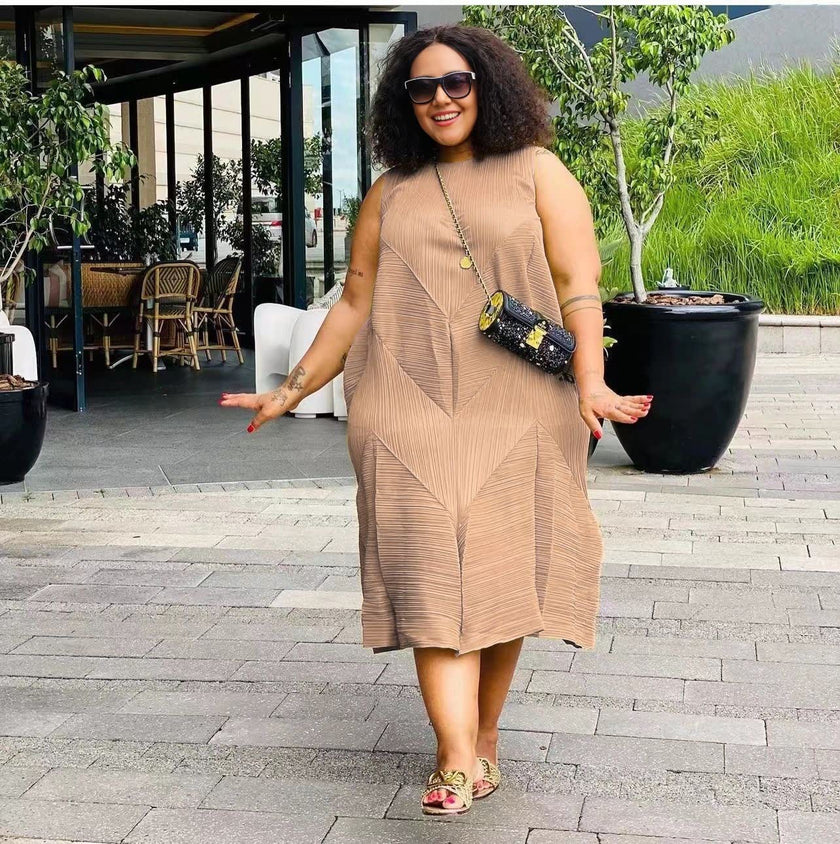 Sleeveless Mid-Length Textured Dress