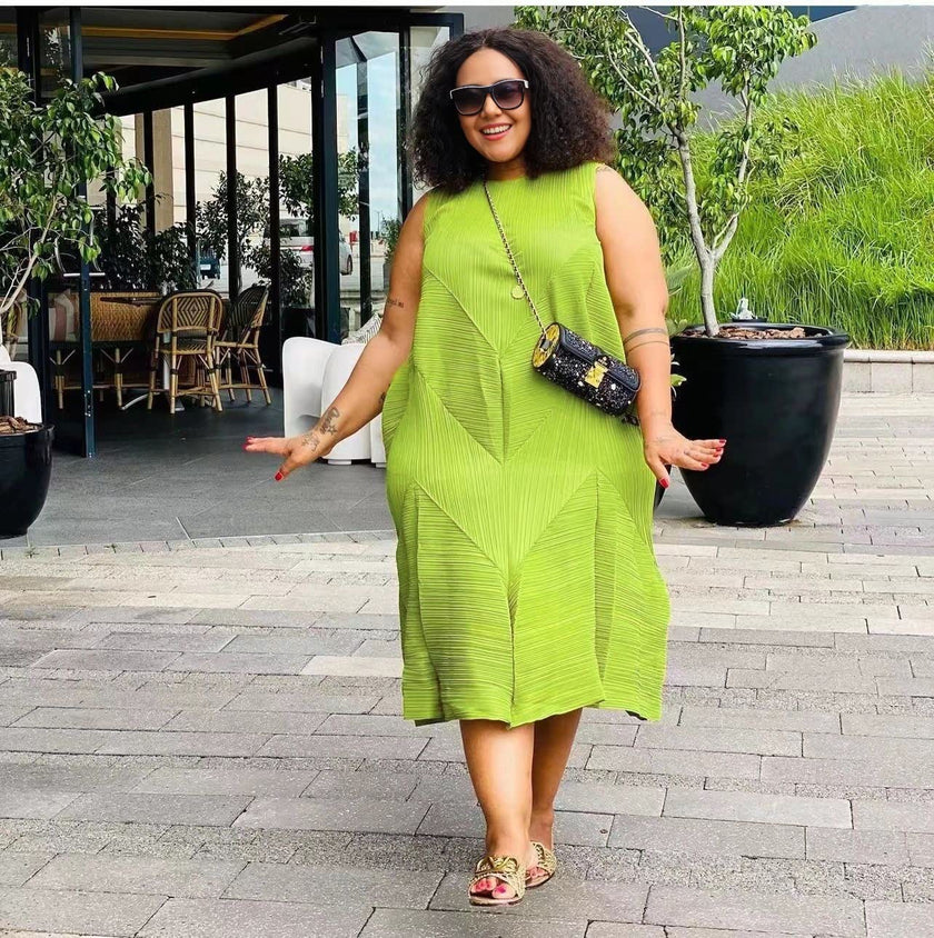 Sleeveless Mid-Length Textured Dress