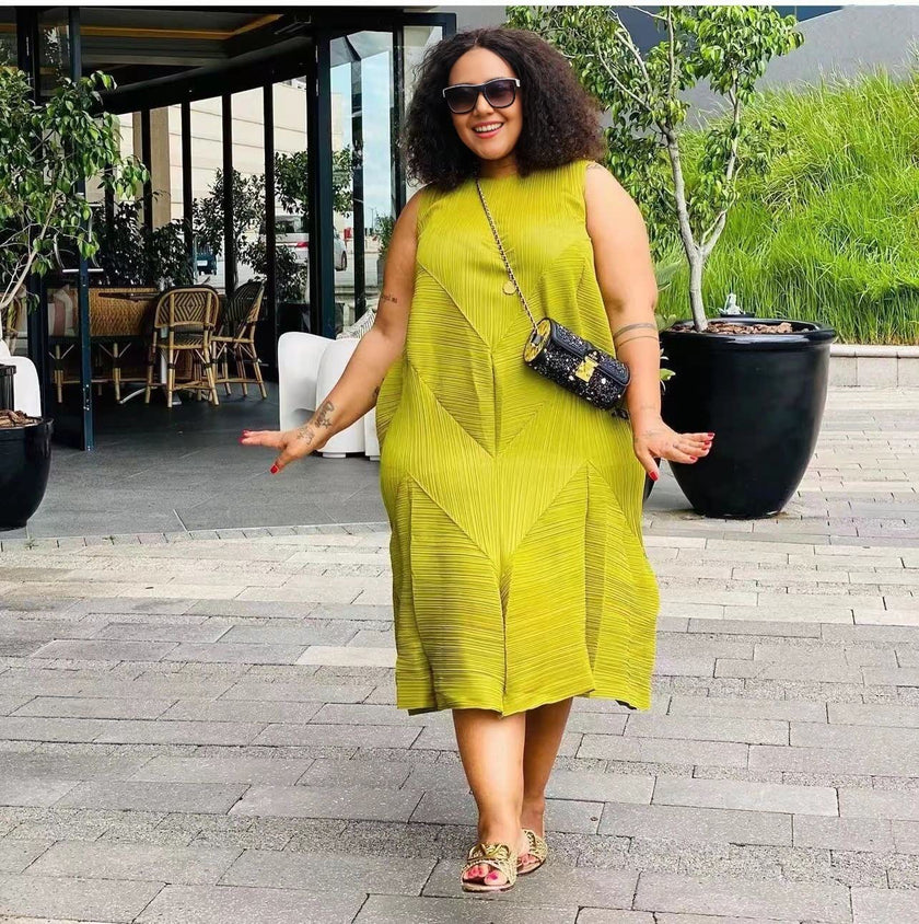 Sleeveless Mid-Length Textured Dress