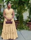 FashionPrice Ruffle Maxi Dress - High Waist A Line Design