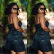 Elegant Strapless Glitter Mini Dress