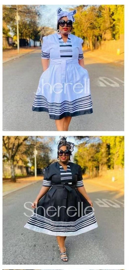 FashionPrice Midi Shirt Dress - Heritage Stripes Belted