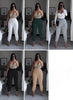 White high-waist jogger pants with stretch waistband and tapered ankle cuffs