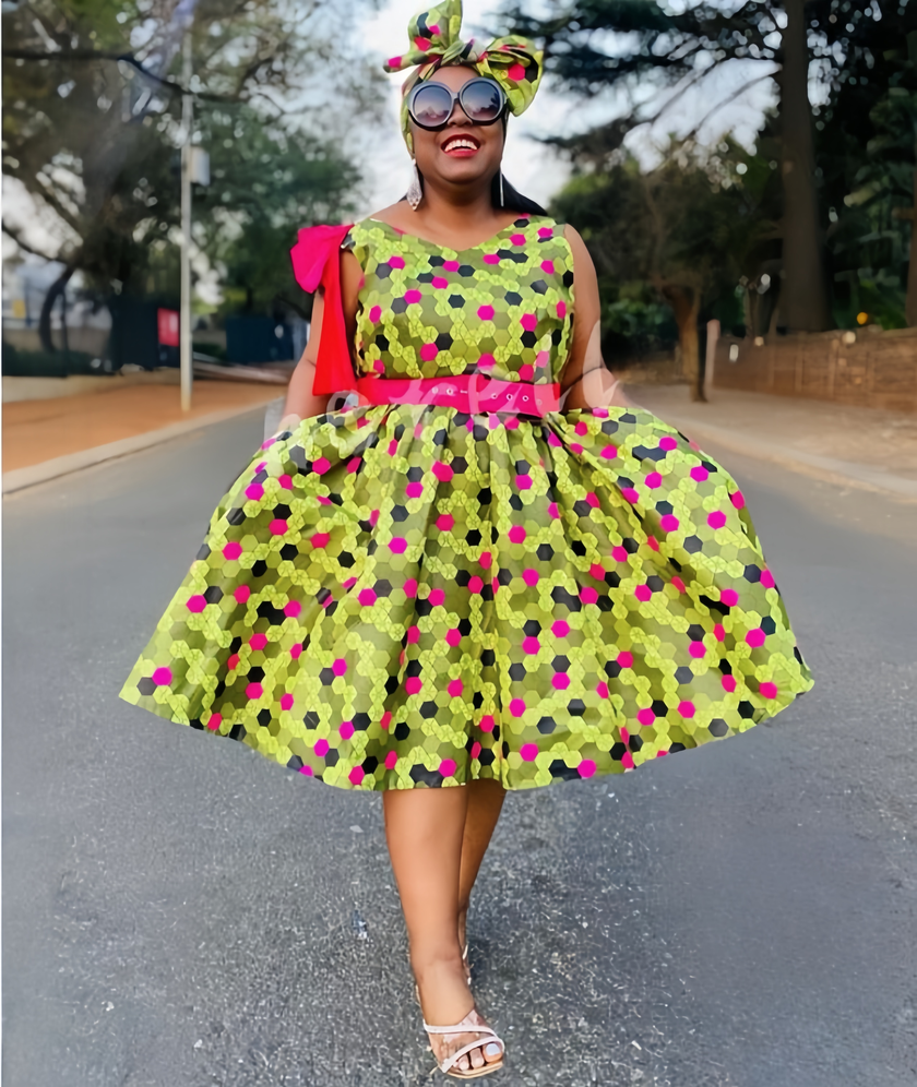 Ruffled Sleeveless Round Neck Polka Dot Dress