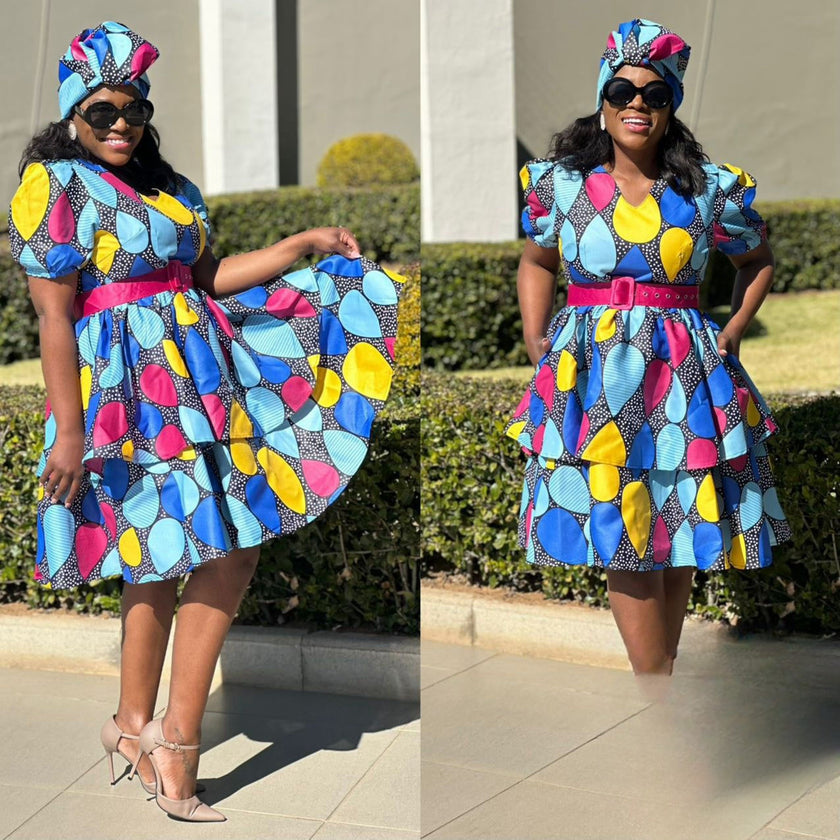 Geometric Print Flare Dress