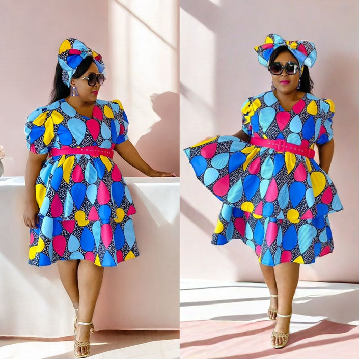 Geometric Print Flare Dress
