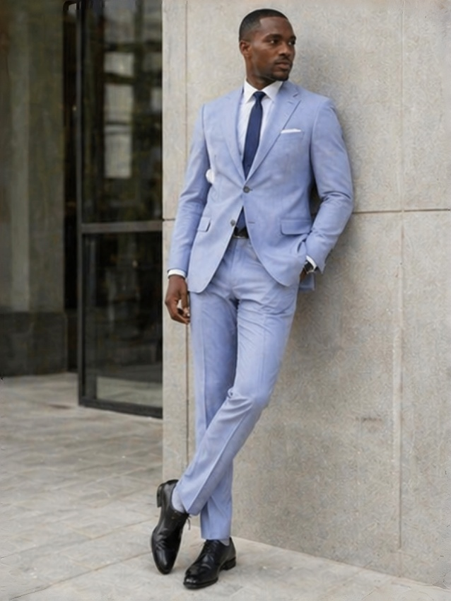 Light Blue ThreePiece Suit  Slim Fit