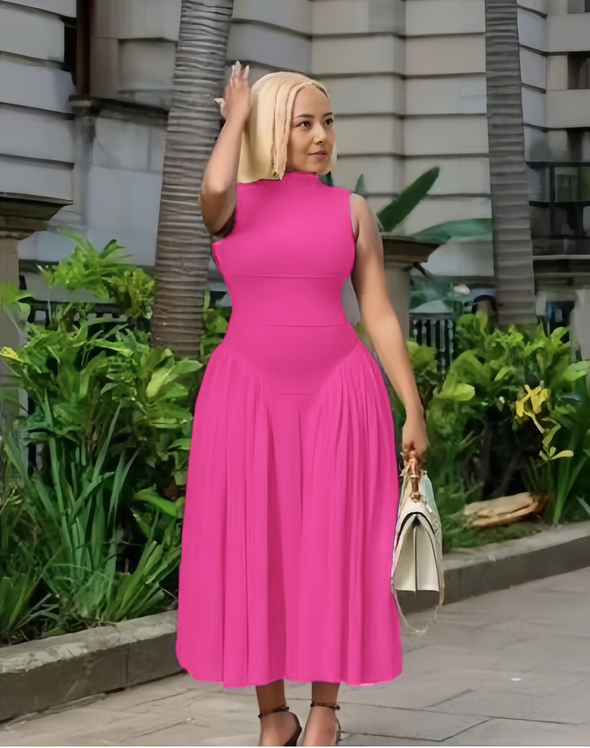 Elegant Waist-Defined A-Line Dress