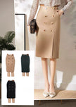 Skirt Women's High Waist Double-Breasted Slit Pencil Chic